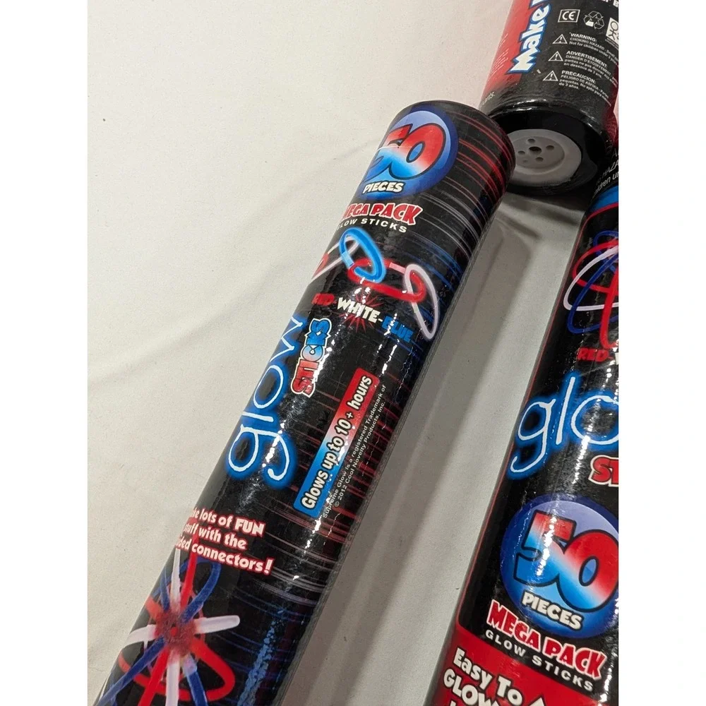 10)‎ Ten Total 50 Packs Glow Stick Bracelets 50 pack  Red White And Blue Only
